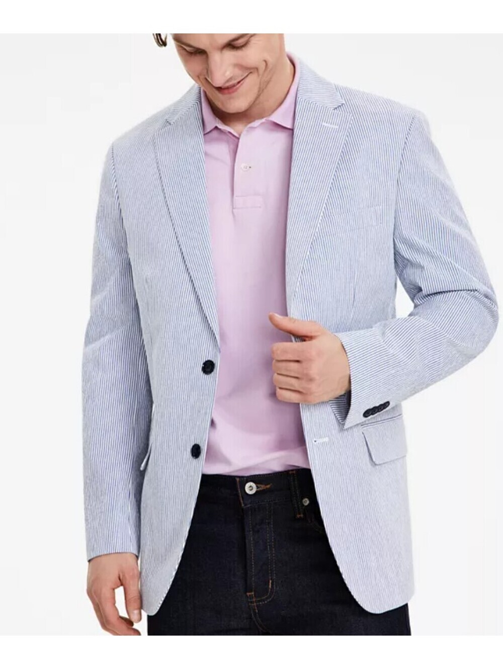 Tommy Hilfiger Men's Modern Fit Seer Sucker Pin Striped Sports Coat Blazer -NWOT